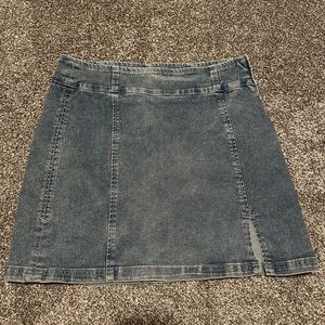 Pink Lily Washed Blue Denim Mini Skirt